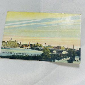 1908 Panorama of River Front, Grand Rapids, Michigan Postcard Antique Unused